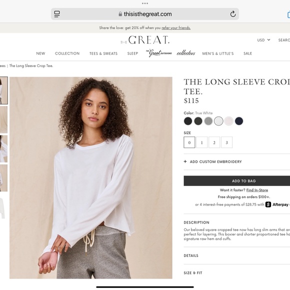 THE GREAT LONG SLEEVE CROP TEES - Picture 1 of 10